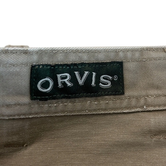 Orvis 5 Pocket Leather Trim Jeans Beige Heavy Twill Denim Workwear Mens 38 x 30 - Picture 7 of 8